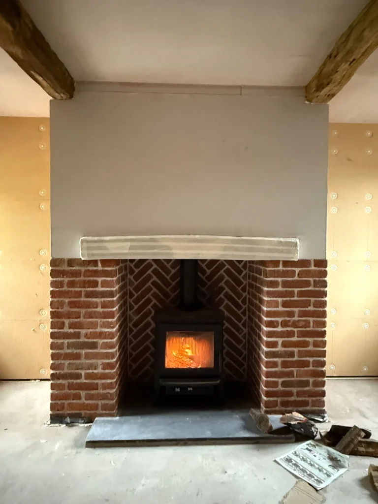 woodfibre board insulation by naturally plastered lime plasterer shropshire